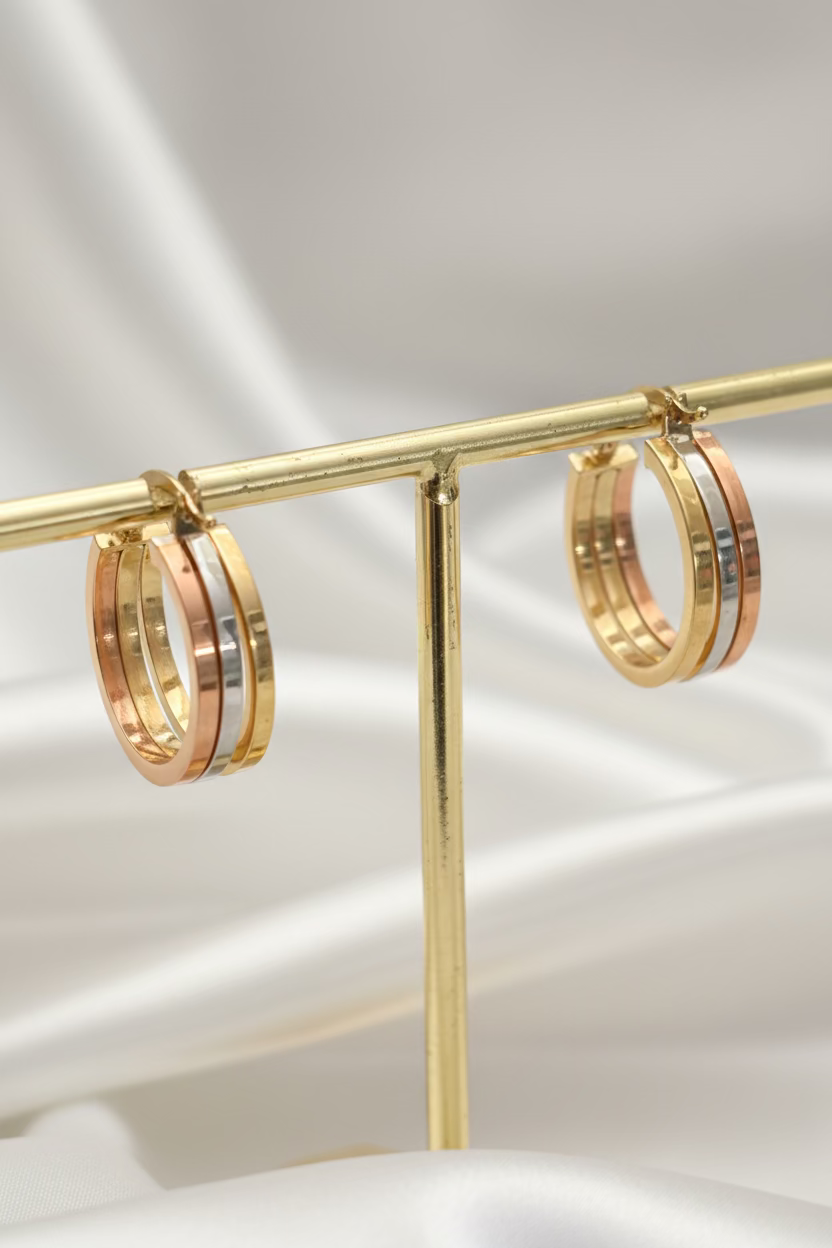 Tri Color Hoop Earring