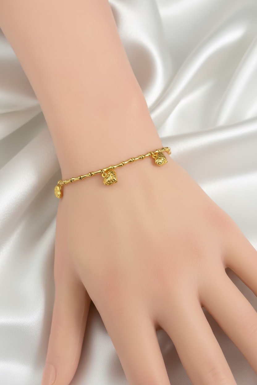 Bamboo Heart Charm Bracelet