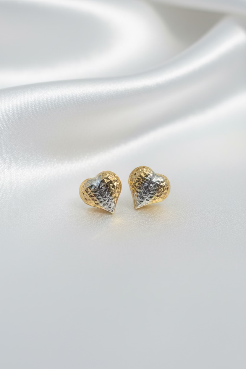 Tri Color Heart Stud Earring