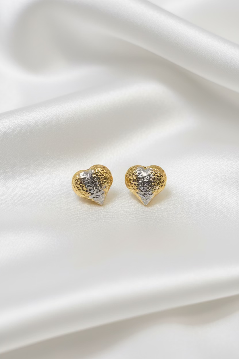 Tri Color Heart Stud Earring