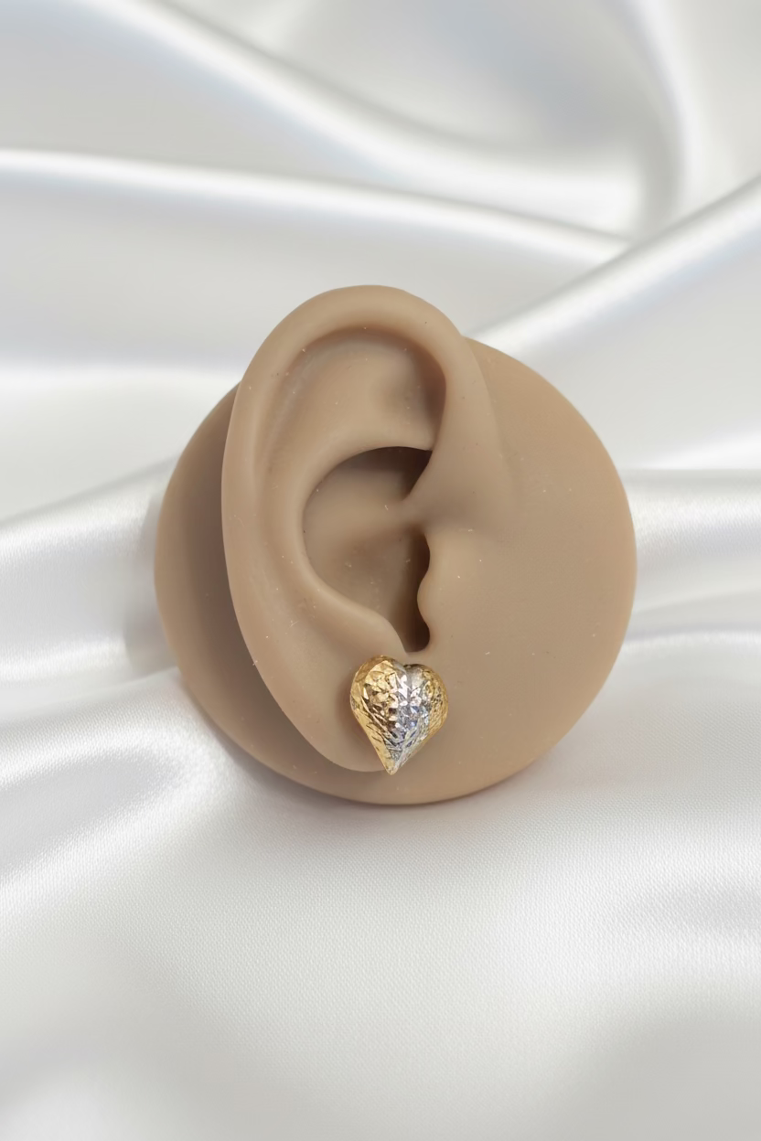 Tri Color Heart Stud Earring